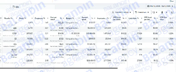 Сводка по кампании: бюджет, checkout’ы, CPA