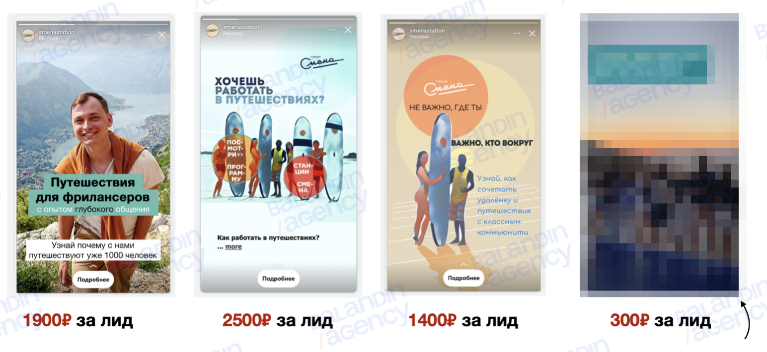 We will not show examples of good creatives. Examples of bad ones — gladly. Screenshot from our internal training.